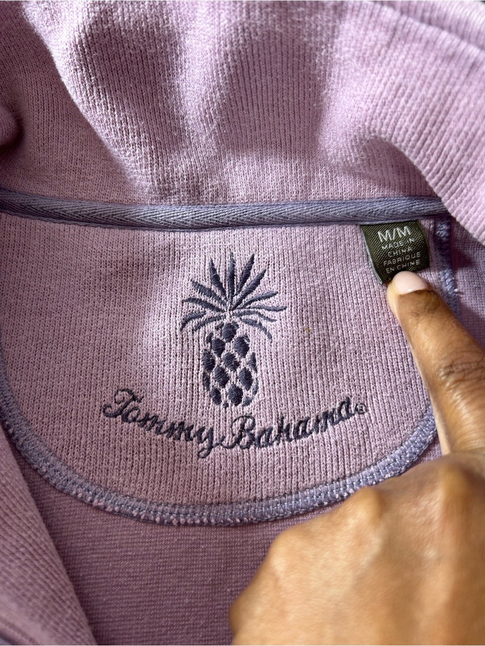 Tommy Bahama Men’s M Lavender Quarter Zip Pullover Sweater Cotton Ribbed Knit - Picture 3 of 6